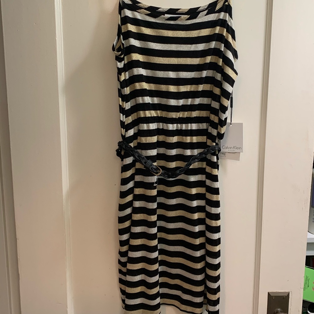 Calvin Klein metallic tank dress